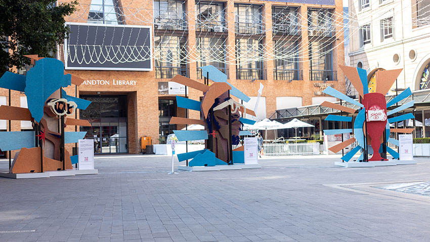 Lady and Man Installation by Sindiso Nyoni